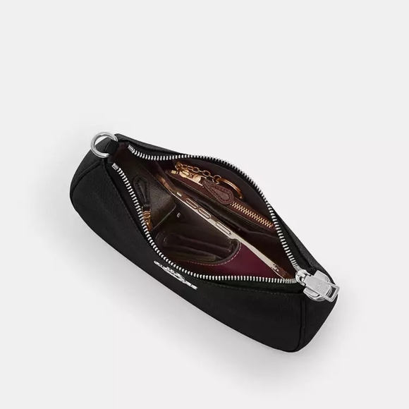 NWT! Stunning Coach Black Leather Teri Shoulder Bag With Silver Hardware - Picture 4 of 11